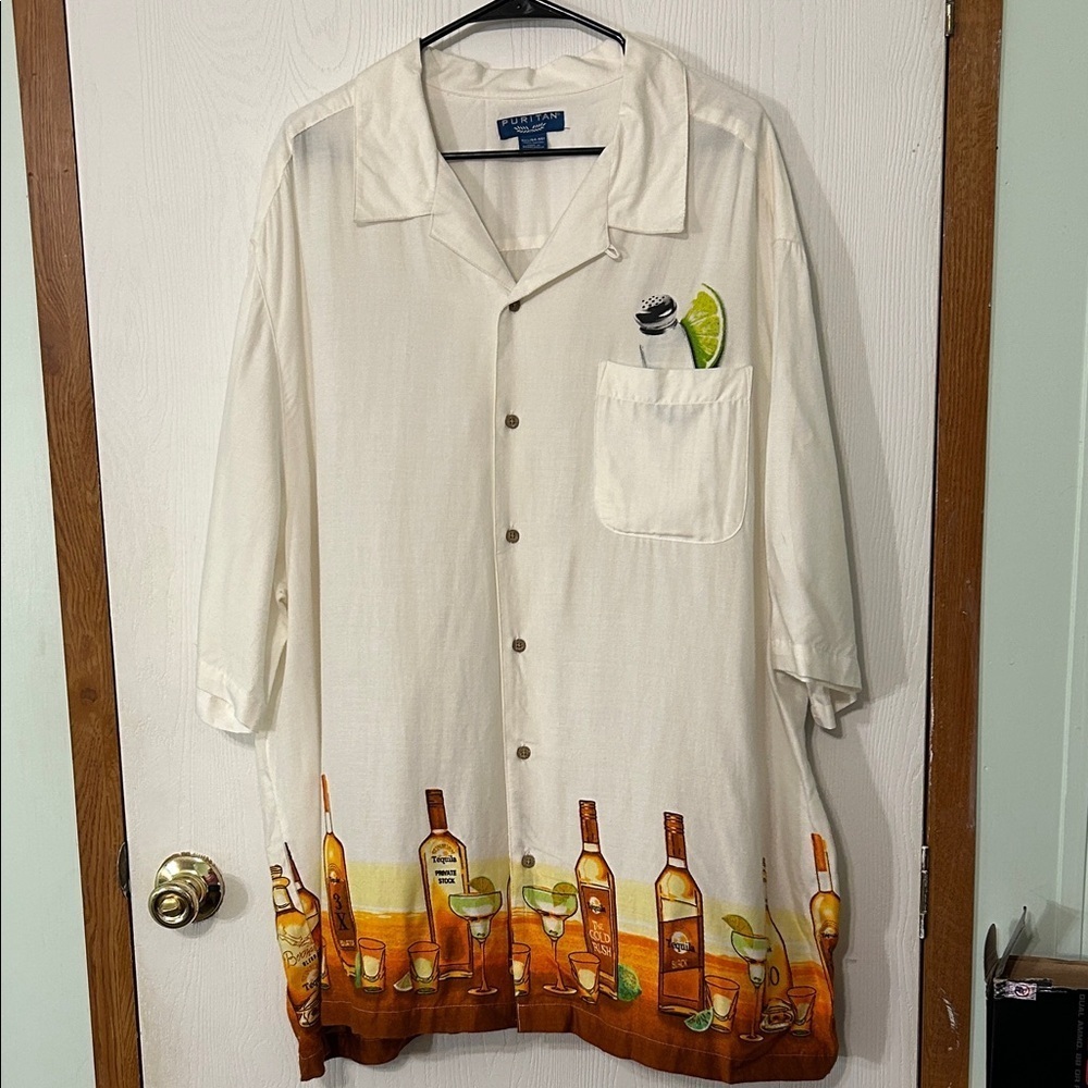 PURITAN Men’s Short Sleeve Tequila Margarita Woven Button Down Shirt